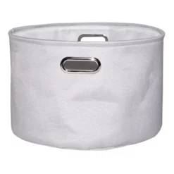 Light Grey Round Fabric Storage Basket, Large