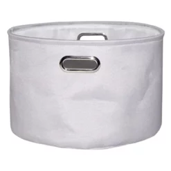 Light Grey Round Fabric Storage Basket, Medium