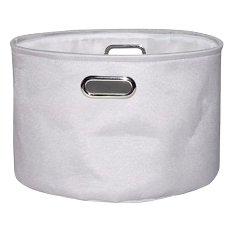 Light Grey Round Fabric Storage Basket, Medium 1 Light Grey Round Fabric Storage Basket, Medium