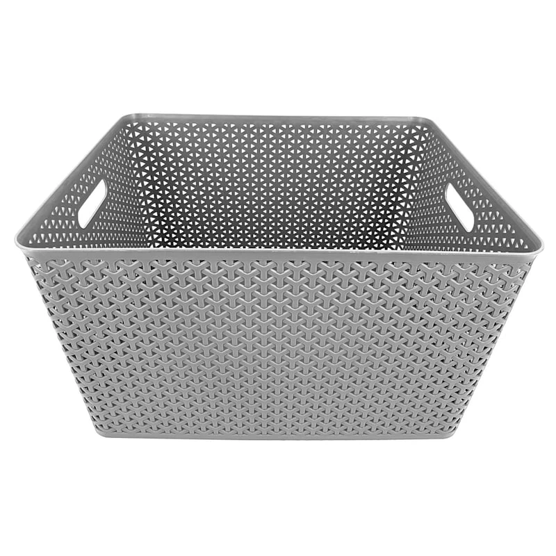Light Grey Y-Weave Plastic Storage Basket, Extra Large 1 Light Grey Y-Weave Plastic Storage Basket, Extra Large