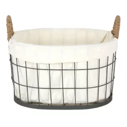 Lined Oval Wire Storage Basket, Extra Large