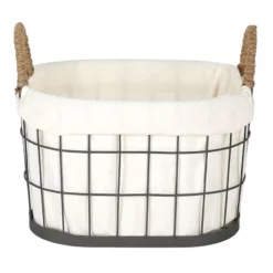 Lined Oval Wire Storage Basket, Large
