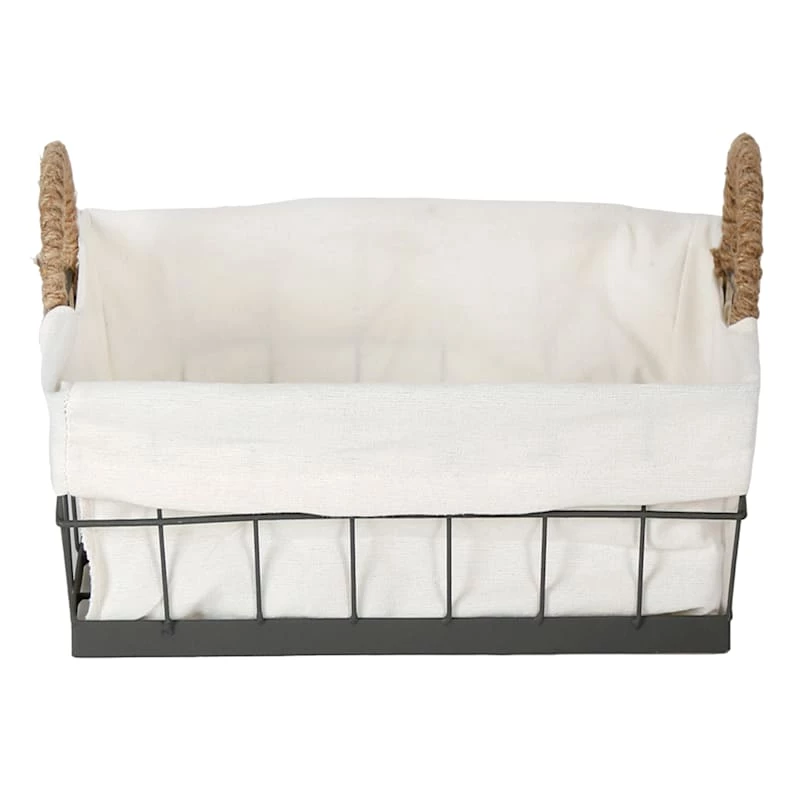 Lined Rectangle Wire Storage Basket, Small 2 Lined Rectangle Wire Storage Basket, Small - Image 2