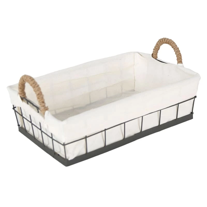 Lined Rectangle Wire Storage Basket, Small 1 Lined Rectangle Wire Storage Basket, Small