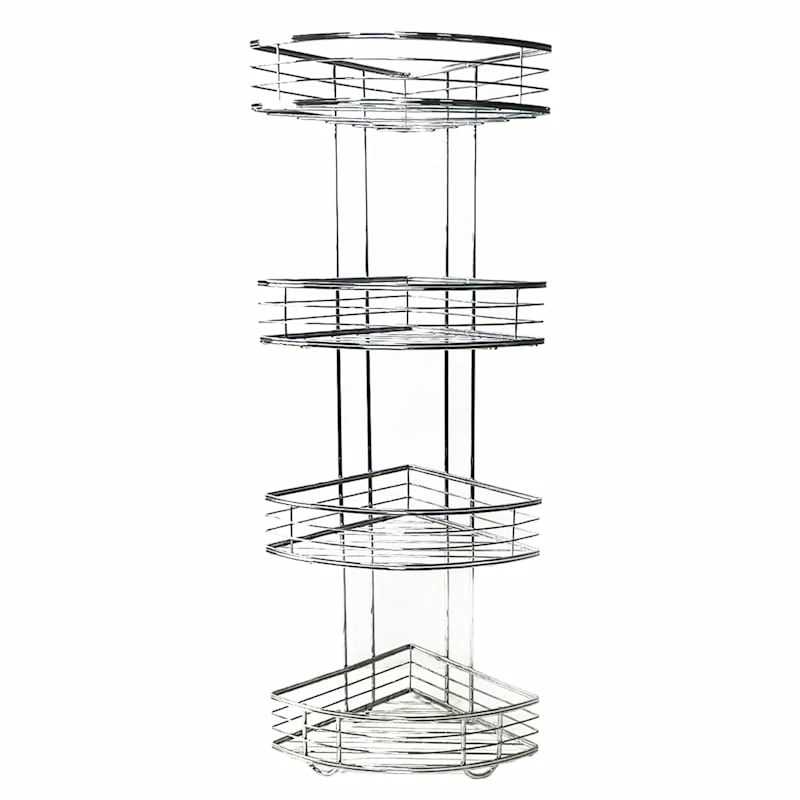 Manhattan 4-Tier Corner Storage Stand, Chrome 1 Manhattan 4-Tier Corner Storage Stand, Chrome