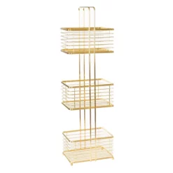 Manhattan 4-Tier Square Storage Stand, Glazed Gold