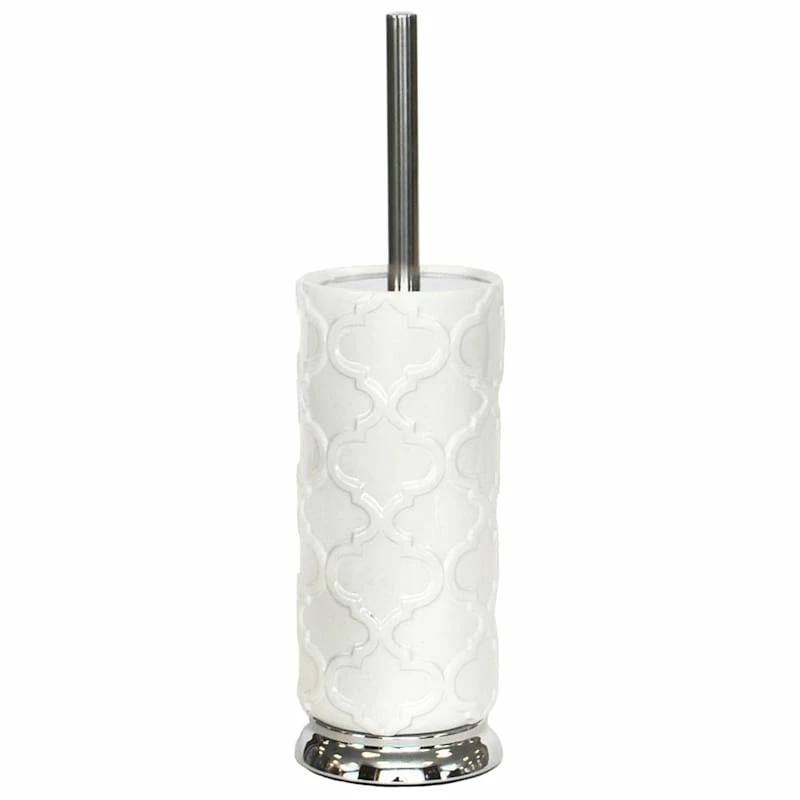 Marit White Ceramic Toilet Bowl Brush & Chrome Handle Base 1 Marit White Ceramic Toilet Bowl Brush & Chrome Handle Base