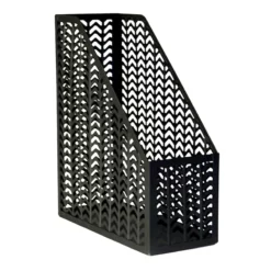 Matte Black Chevron Punched Metal File Organizer Magazine Holder