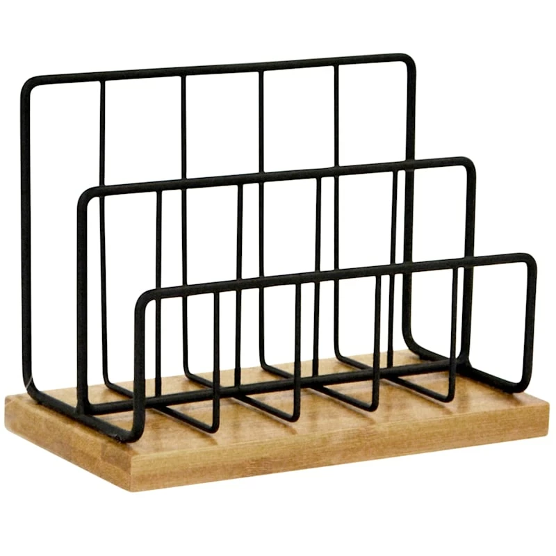 Matte Black Wire & Bamboo Wood Letter Sorter 1 Matte Black Wire & Bamboo Wood Letter Sorter
