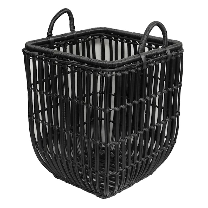 MD SQ BLK POLY RATTAN BSKT 1 MD SQ BLK POLY RATTAN BSKT