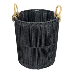 Medium Round Black Paper String Basket
