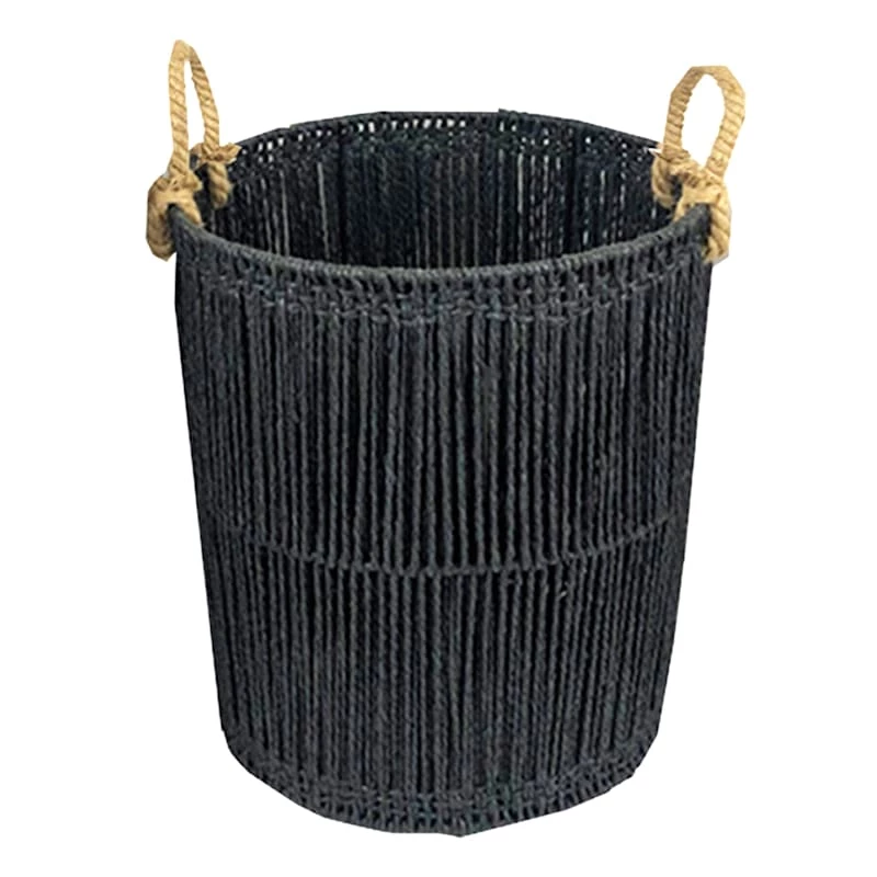 Medium Round Black Paper String Basket 1 Medium Round Black Paper String Basket