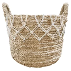 Mendong Round Natural Basket Crochet Large