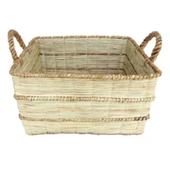 Mendong Water Hyacinth Rectangle Natural Medium Basket