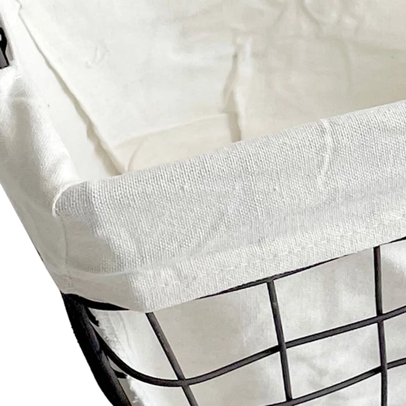 Metal Open Weave Basket With Liner & Handles, Large 2 Metal Open Weave Basket With Liner & Handles, Large - Image 2