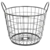 Metal Round Wire Grid Basket With Handle, Large