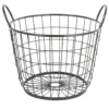 Metal Round Wire Grid Basket With Handle, Medium