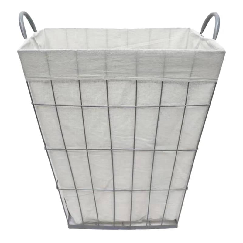 Metal Wire Grid Laundry Hamper, Cool Grey 2 Metal Wire Grid Laundry Hamper, Cool Grey - Image 2