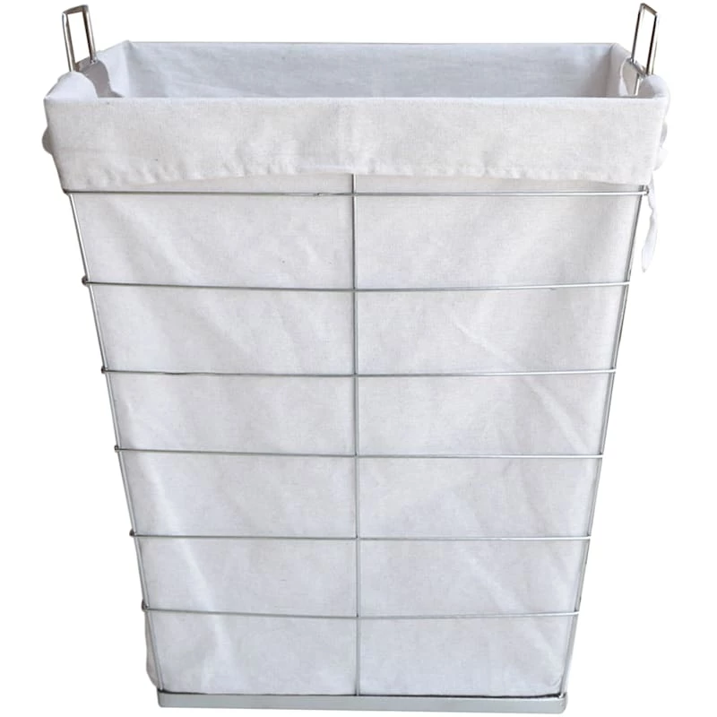 Metal Wire Rectangle Laundry Hamper & Liner, Metallic 1 Metal Wire Rectangle Laundry Hamper & Liner, Metallic