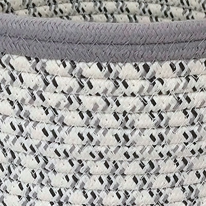 Mylie Grey Print Round Storage Bin, Large 2 Mylie Grey Print Round Storage Bin, Large - Image 2