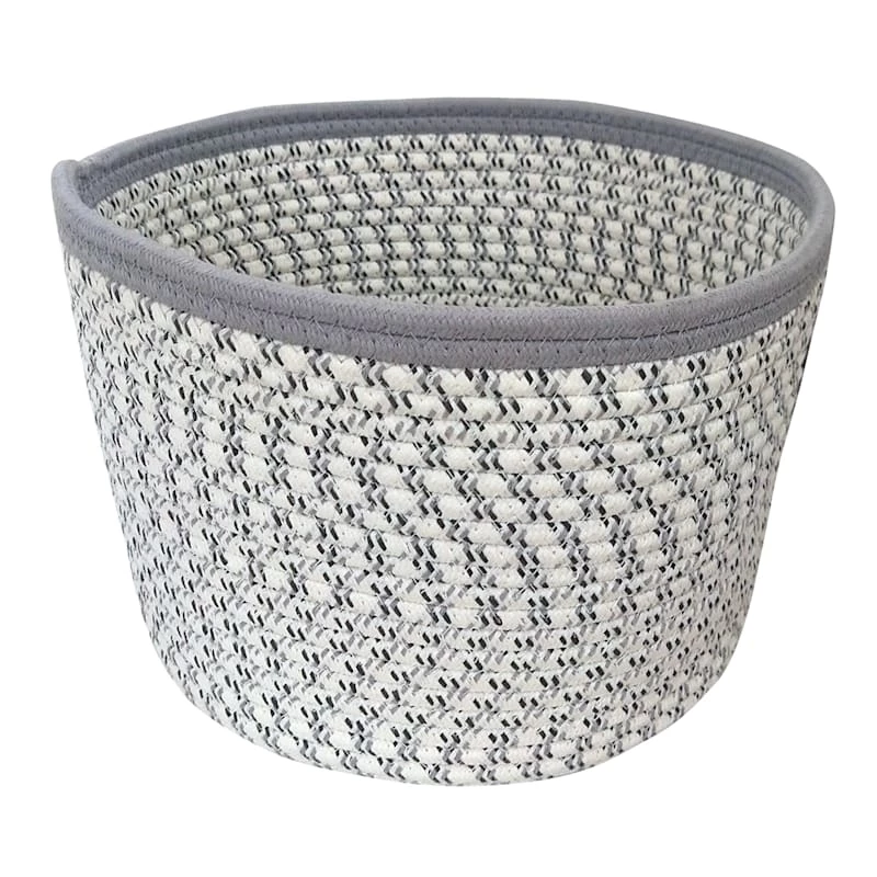 Mylie Grey Print Round Storage Bin, Large 1 Mylie Grey Print Round Storage Bin, Large
