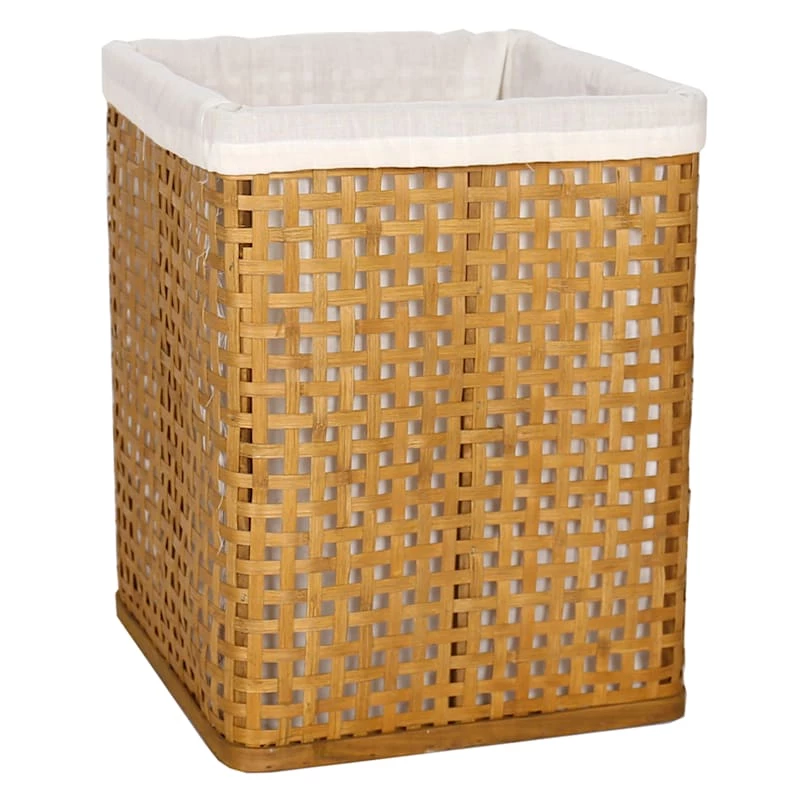 Natural Bamboo Wood Laundry Hamper With Liner, Medium 1 Natural Bamboo Wood Laundry Hamper With Liner, Medium