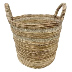 Natural Banana Leaf Round Basket, Medium