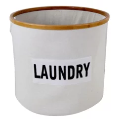 Natural Round Bamboo Fabric Laundry Basket, Medium