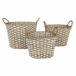 NATURAL WHITE WEAVE BASKET M