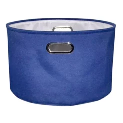 Navy Round Fabric Storage Basket, Large