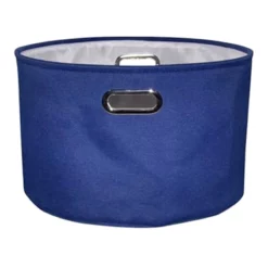 Navy Round Fabric Storage Basket, Medium