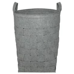 Oval Woven Felt Hamper, Light Grey