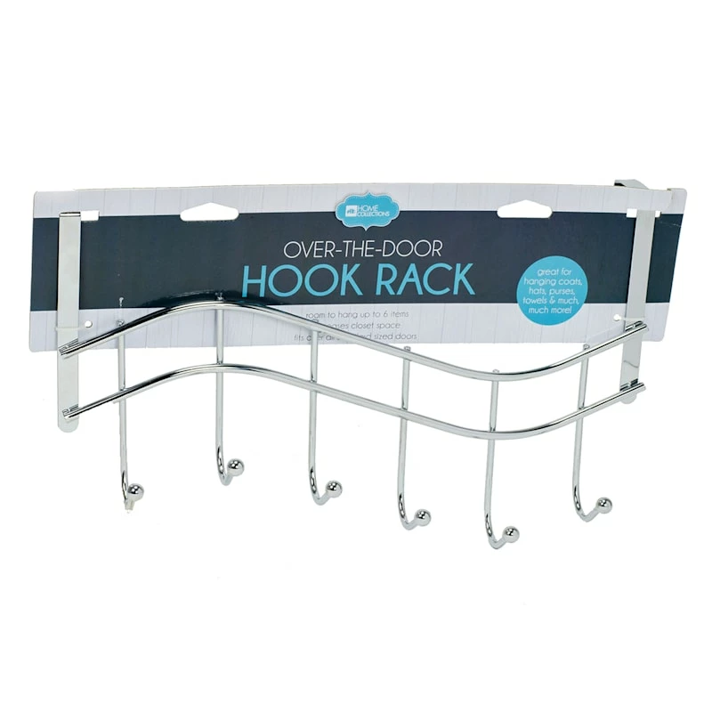 Over The Door Hook Rack, Silver 1 Over The Door Hook Rack, Silver