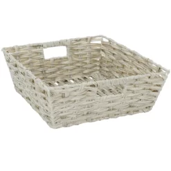 Pe Faux Rattan Shelf Tote Taupe