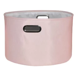 Pearl Blush Pink Round Fabric Storage Basket, Small
