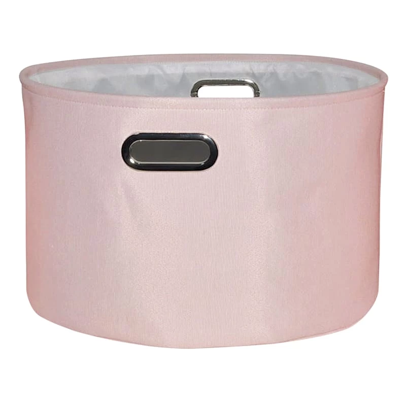 Pearl Blush Pink Round Fabric Storage Basket, Small 1 Pearl Blush Pink Round Fabric Storage Basket, Small