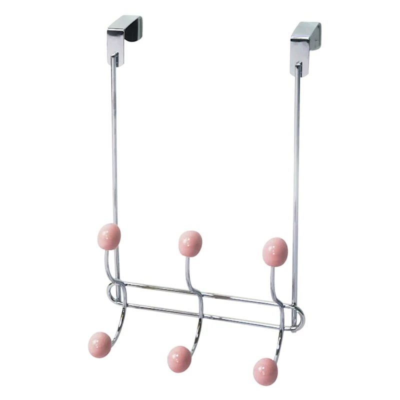 Pink Wire & Jasmine Chrome Over The Door Hanger 1 Pink Wire & Jasmine Chrome Over The Door Hanger