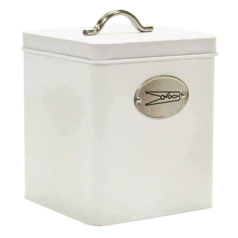 Preston White & Silver Canister, Medium 1 Preston White & Silver Canister, Medium