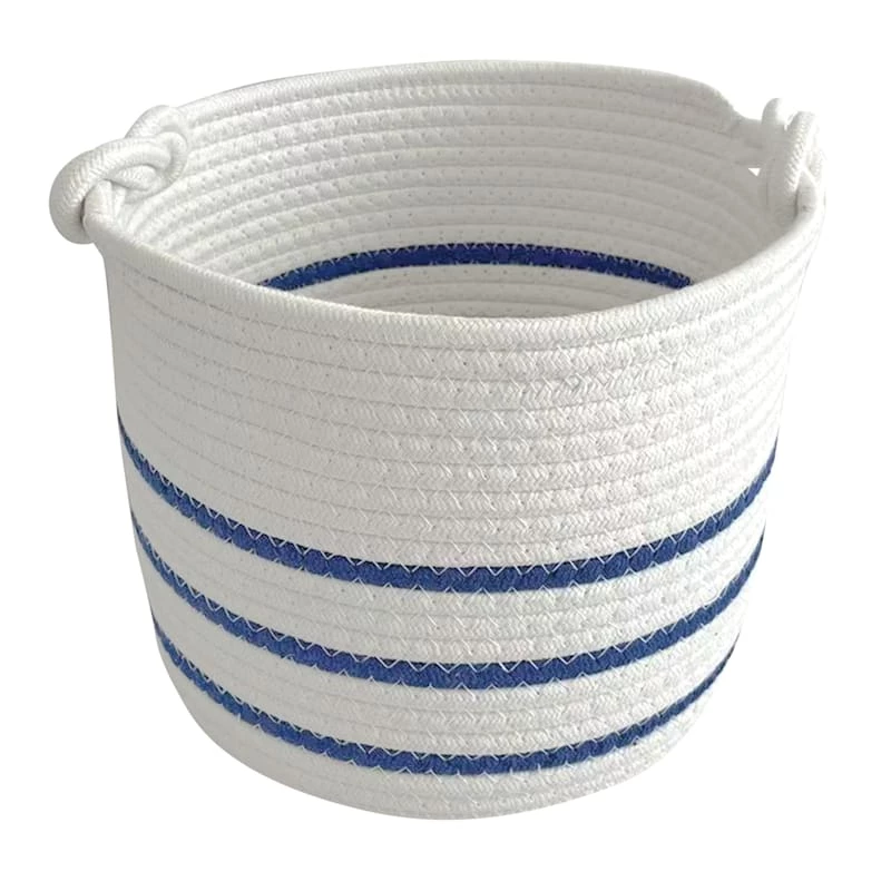 Providence Blue Striped Cotton Rope Storage Basket, Large 1 Providence Blue Striped Cotton Rope Storage Basket, Large