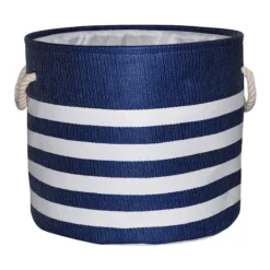 Providence Blue Striped Round Storage Basket, Large