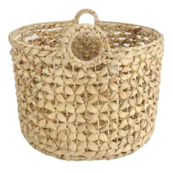 Providence Melia Round Flower Weave Storage Basket With Handles, Large