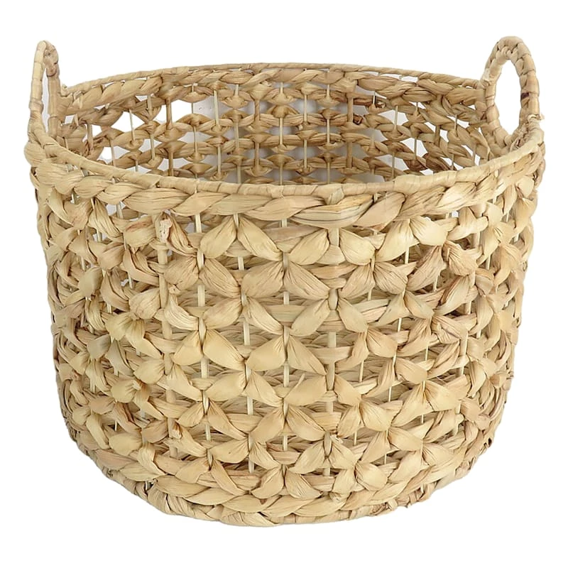 Providence Melia Round Flower Weave Storage Basket With Handles, Medium 2 Providence Melia Round Flower Weave Storage Basket With Handles, Medium - Image 2