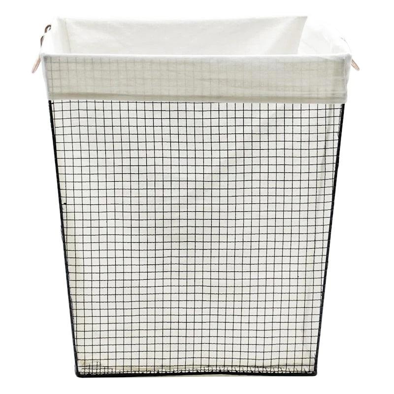Rectangle Metal Wire Laundry Hamper, Black & Gold 1 Rectangle Metal Wire Laundry Hamper, Black & Gold