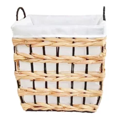 Rectangle Water Hyacinth Wicker Laundry Hamper, Large