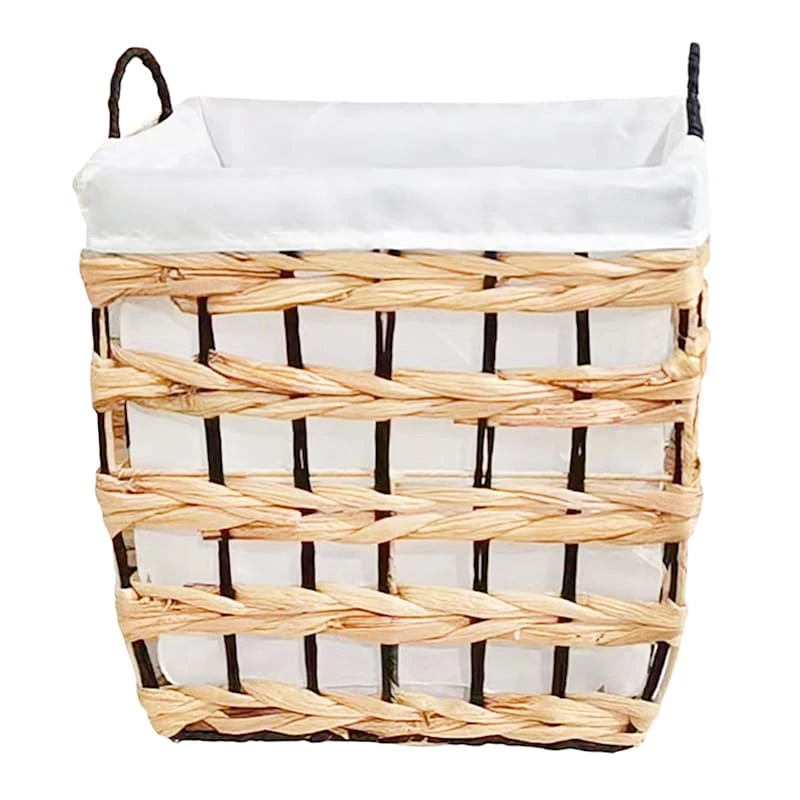 Rectangle Water Hyacinth Wicker Laundry Hamper, Large 1 Rectangle Water Hyacinth Wicker Laundry Hamper, Large