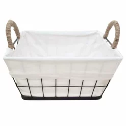 Rectangle Wire Basket W/Liner Handle Black