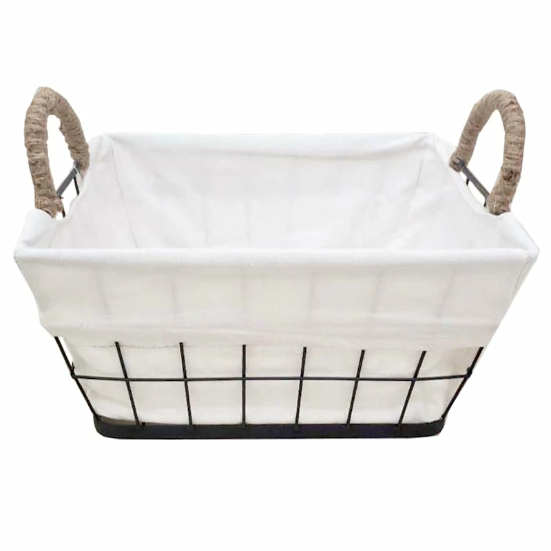 Rectangle Wire Basket W/Liner Handle Black 1 Rectangle Wire Basket W/Liner Handle Black