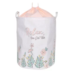 Relax Collapsible Laundry Hamper With Drawstring Liner, Pink