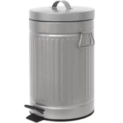 Retro Silver Step Trash Bin, 12l