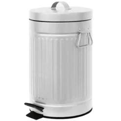 Retro White Step Trash Bin, 12l